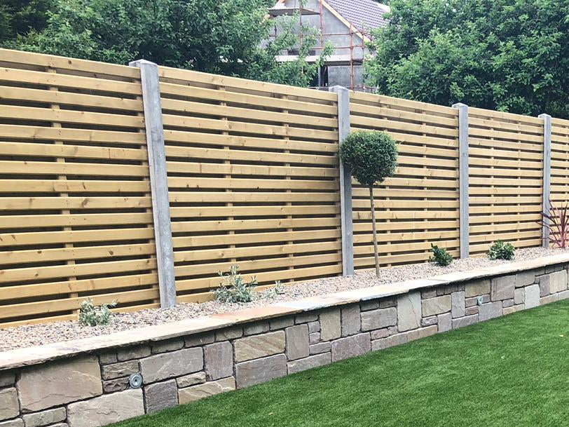 Glan hit and miss fencing with concrete posts