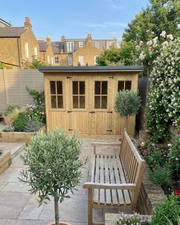 Abwood Summerhouse as a garden room at the end of a patio garden