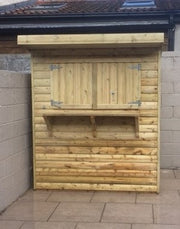 1.8m x 1.2m Garden Bar with hatch closed, front view