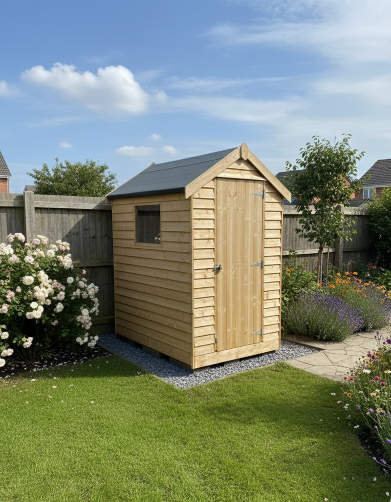 6ft x 4ft Standard Apex Garden Shed in Rustic PT pressure treated timber