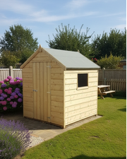 6ft x 6ft Standard Apex Garden Shed in Delux PT pressure treated timber, side view