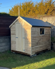 8ft x 6ft Standard Apex Garden Shed in Rustic PT pressure treated timber, side view