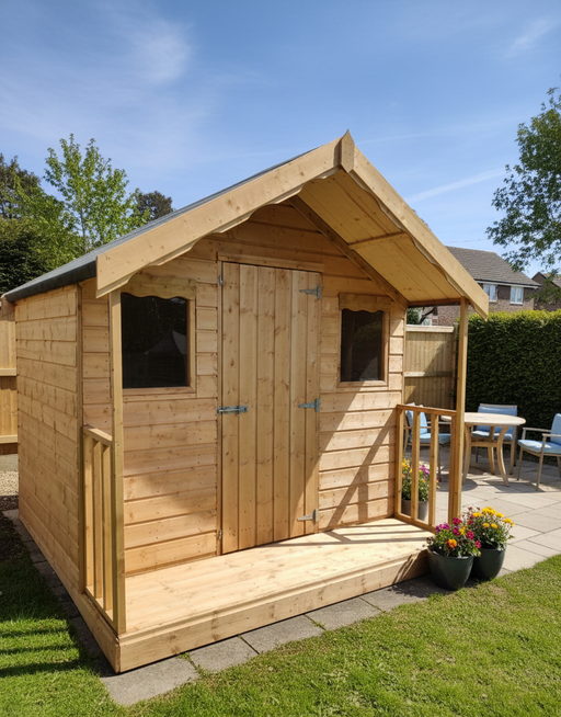 Lodge Garden Shed with apex roof and 2ft veranda