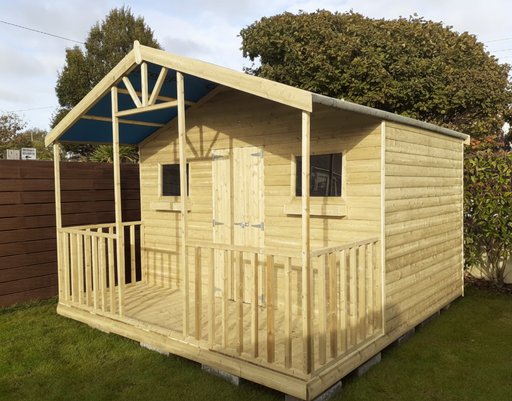 Chalet Garden Shed with apex roof and 4ft covered veranda