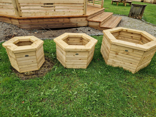 Hexagonal mini rail wooden planters by Abwood