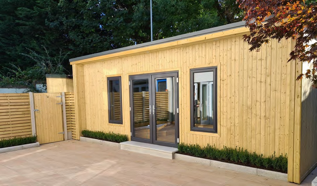 Abwood timber garden building with glass doors