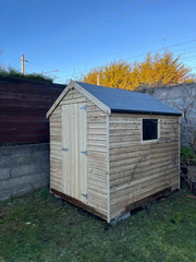 8ft x 6ft Standard Apex Garden Shed in Rustic PT pressure treated timber