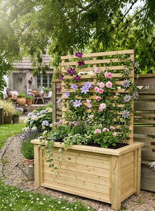 TGV wooden planter with trellis by Abwood