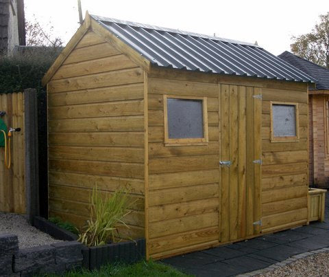 10ft x 6ft Cottage Style Garden Shed with door centred in the high side wall