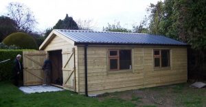 Wooden timber garages side view